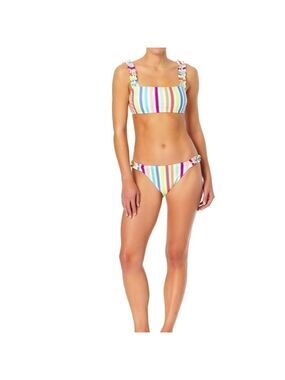 No Boundaries Junior's Ribbed Ruffle Strap Bandeau Bikini Swimsuit Sz. XL Junior